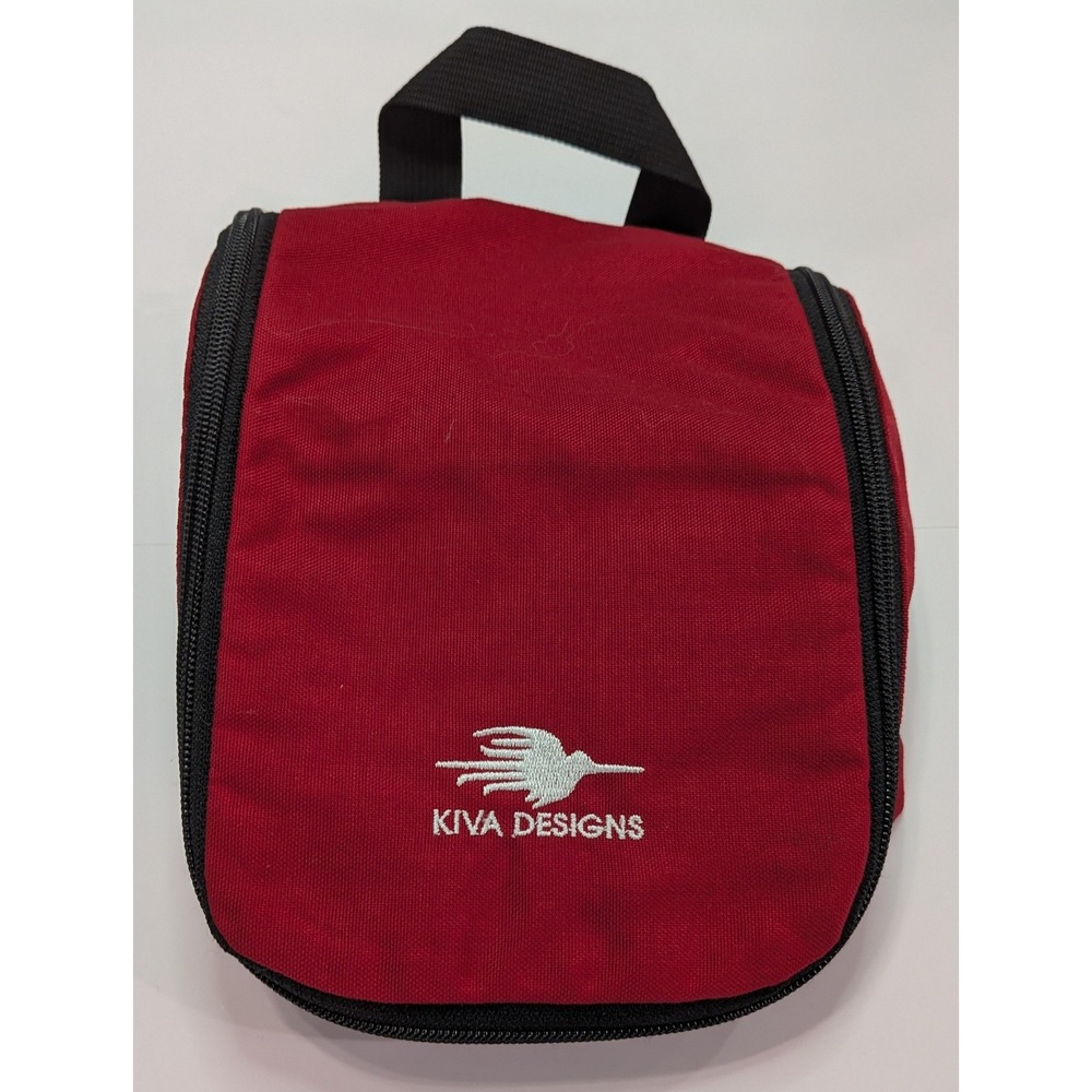 Kiva Designs Toiletry Bag Unisex Small Red Excellent Hanging Travel Dopp Kit